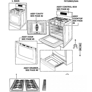 Main Assembly Diagram and Parts List for FX710BGS XAA-00 Samsung Range