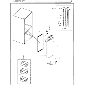 Left Door Diagram and Parts List for RF220NCTAWW AA-02 Samsung Refrigerator