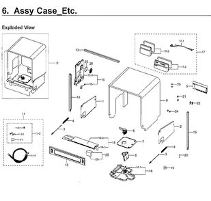 Frame Diagram and Parts List for DW80H9930US AA-0001 Samsung Dishwasher
