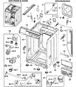 Frame Assy Diagram and Parts List for WF419AAW XAA-0000 Samsung Washer