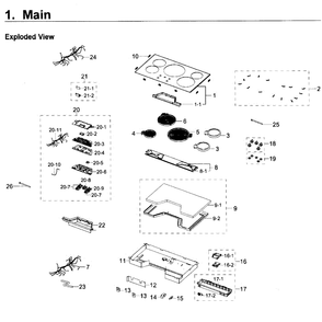Cooktop Diagram and Parts List for NZ36K6430RG AA-0000 Samsung Cooktop