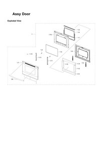 Door Assembly Diagram and Parts List for NE59J7630SW AA-02 Samsung Range