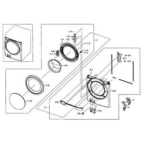 Front / Door Assembly Diagram and Parts List for WF435ATGJWR A1-02 Samsung Washer