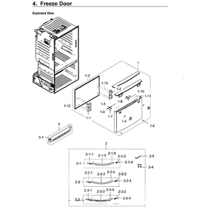 Freezer Door Diagram and Parts List for RF23HCEDBWW AA-09 Samsung Refrigerator