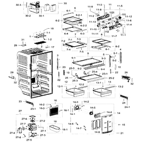 Fridge Diagram and Parts List for RF32FMQDBSR AA-02 Samsung Refrigerator