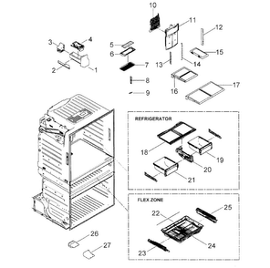 Refrigerator Diagram and Parts List for RF4267HABP XAA-0000 Samsung Refrigerator