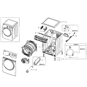 Main Assembly Diagram and Parts List for DV331AER XAA-01 Samsung Dryer