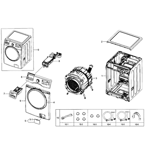 Main Section Diagram and Parts List for WF350ANR XAA-05 Samsung Washer