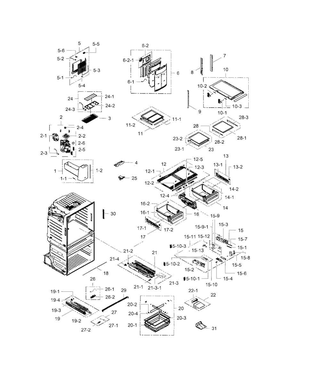 Refrigerator Diagram and Parts List for RF28HMEDBSR AA-0001 Samsung Refrigerator