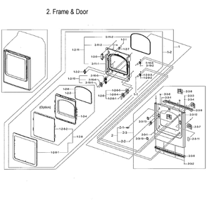 Door Assembly Diagram and Parts List for DVE52M7750V A3-00 Samsung Dryer