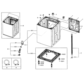 Frame Assembly Diagram and Parts List for WA5451ANW XAA-02 Samsung Washer