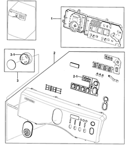 Control Panel Diagram and Parts List for DV218AEW XAA-0000 Samsung Dryer