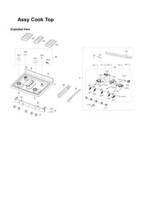 Cooktop Assembly Diagram and Parts List for NX58F5500SW AA-02 Samsung Range