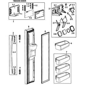 Left Door Diagram and Parts List for RS264ABWP XAA-0000 Samsung Refrigerator