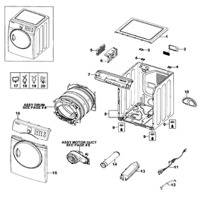 Main Assembly Diagram and Parts List for DV219AEW XAA-01 Samsung Dryer