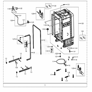 Assembly Tub Diagram and Parts List for DW80M2020US (AC)(0000) Samsung Dishwasher