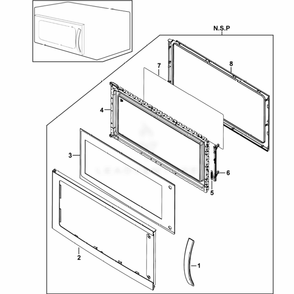 Assembly Door Diagram and Parts List for SMH9151B  Samsung Microwave
