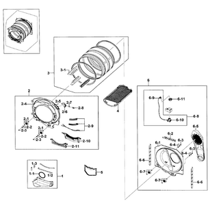 Drum Diagram and Parts List for DV409AER XAA-0002 Samsung Dryer