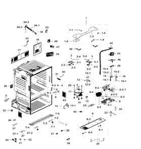 Cabinet Diagram and Parts List for RF28HFEDTBC AA-05 Samsung Refrigerator