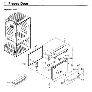Freezer Door Diagram and Parts List for RF23HCEDBSR AA-0011 Samsung Refrigerator