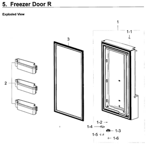 Freezer Door R Diagram and Parts List for RF23J9011SG AA-0002 Samsung Refrigerator