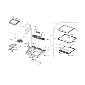 Cover Top Diagram and Parts List for WA45H7000AW A2-01 Samsung Washer