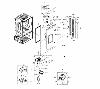 Door L Diagram and Parts List for RF263TEAEWW AA-0001 Samsung Refrigerator