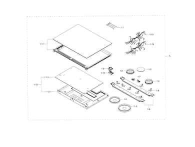 Cooktop Diagram and Parts List for NE58F9500SS AA-0001 Samsung Range