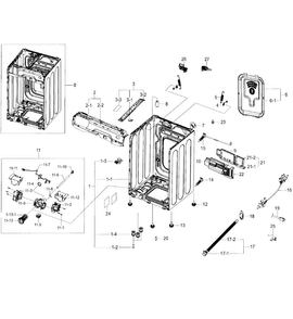 Cabinet Diagram and Parts List for WF56H9100AG A2-0001 Samsung Washer