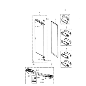 Fridge Door Diagram and Parts List for RS267TDRS XAA-02 Samsung Refrigerator