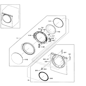 Frame Front And Door Diagram and Parts List for DV330AEB XAA-02 Samsung Dryer