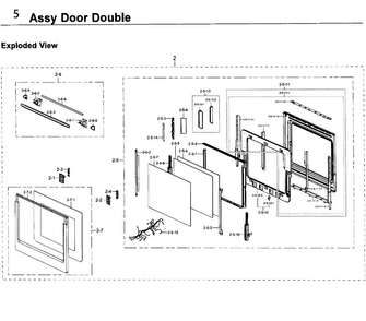 Door Double Diagram and Parts List for NV51K6650DG AA-0000 Samsung Wall Oven