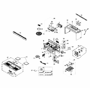 Main Assy Diagram and Parts List for SMH1622B XAA-0001 Samsung Microwave
