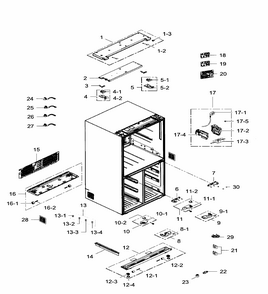 Cabinet Diagram and Parts List for RF34H9960S4 AA-0004 Samsung Refrigerator