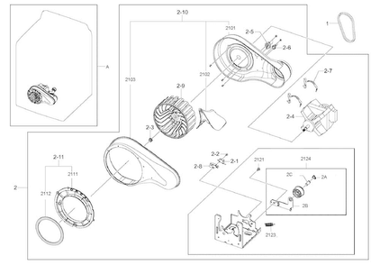 Motor Duct Diagram and Parts List for DV456EWHDSU AA-0000 Samsung Dryer