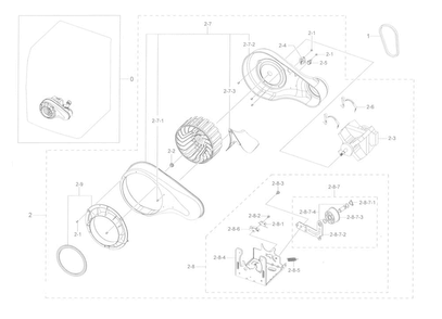 Motor Duct Diagram and Parts List for DV45K6500GV A3-0000 Samsung Dryer