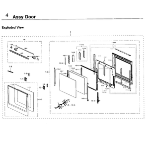 Door Assembly Diagram and Parts List for NV51K6650DS AA-0000 Samsung Wall Oven