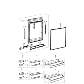 Fridge Door Diagram and Parts List for RB217ABPN XAA-0000 Samsung Refrigerator