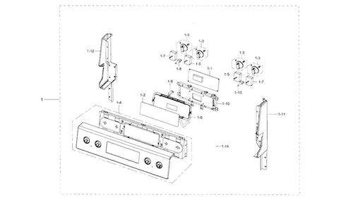 Control Diagram and Parts List for NE59J3420SS AA-0002 Samsung Range
