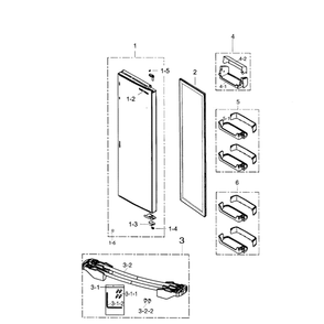 Fridge Door Diagram and Parts List for RS267TDRS XAA-01 Samsung Refrigerator