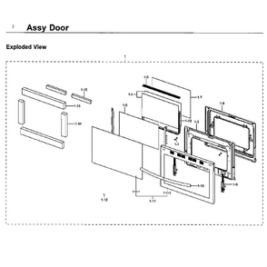 Door Assembly Diagram and Parts List for NX58J7750SS AA-01 Samsung Range