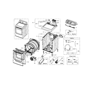 Main Assembly Diagram and Parts List for DV5471AEW XAA-04 Samsung Dryer