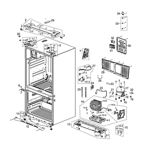 Cabinet Diagram and Parts List for RF267AZWP XAA-0000 Samsung Refrigerator