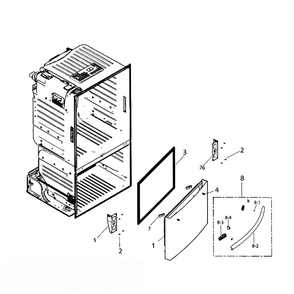 Freezer Door Diagram and Parts List for RF220NCTAWW AA-01 Samsung Refrigerator