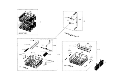 Rack Assy Diagram and Parts List for DW80F600UTB AA-0001 Samsung Dishwasher