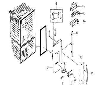 Left Door Diagram and Parts List for RFG29PHDRS XAA Samsung Refrigerator
