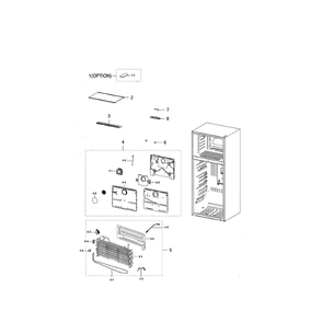 Freezing Compartment Diagram and Parts List for RT21M6213WW AA-0000 Samsung Refrigerator