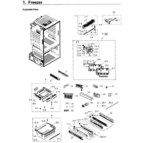 Freezer Diagram and Parts List for RF26J7500SR AA-0002 Samsung Refrigerator
