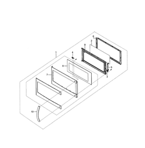 Door Diagram and Parts List for SMH1611W XAA-0000 Samsung Microwave