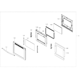 Door Diagram and Parts List for NE59J7630SS AA-0002 Samsung Range